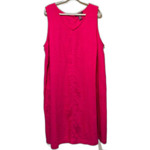 Taillissime hot pink linen blend tank dress midi size 22w
